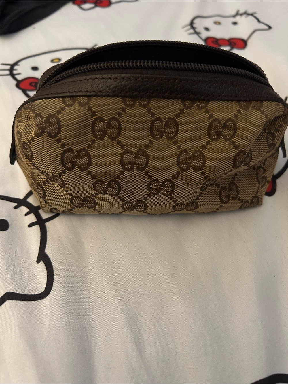 Gucci Brown and Tan GG Monogram Cosmetic Pouch